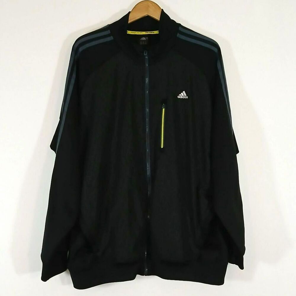 Adidas Climalite 3 Stripe Jacket 2XL Black Silver Gorpcore
